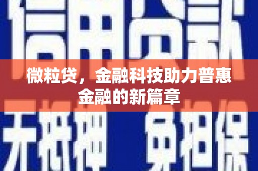衡东微粒贷，金融科技助力普惠金融的新篇章