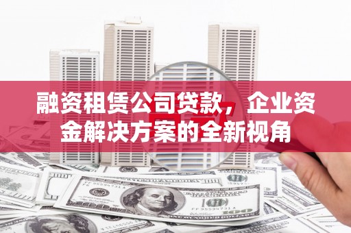 衡东融资租赁公司贷款，企业资金解决方案的全新视角