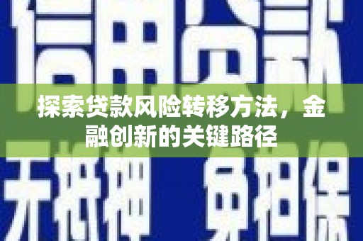 衡东探索贷款风险转移方法，金融创新的关键路径