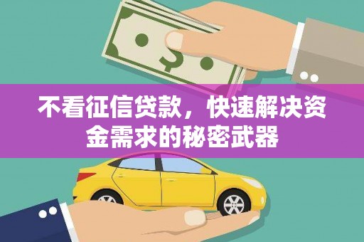 衡东不看征信贷款，快速解决资金需求的秘密武器