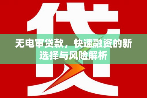 衡东无电审贷款，快速融资的新选择与风险解析