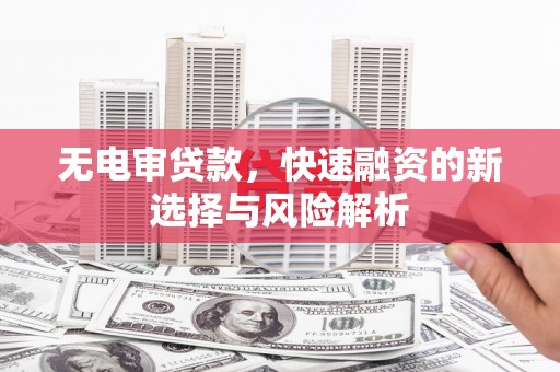 衡东无电审贷款，快速融资的新选择与风险解析