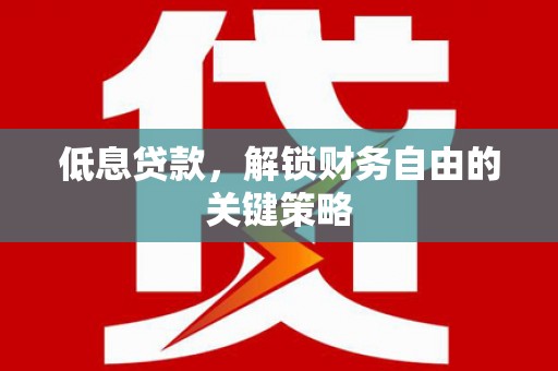 衡东低息贷款，解锁财务自由的关键策略